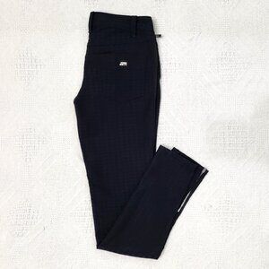 Blue & Black Geometric Print Pants w/Zippered Ankles